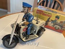 Nomura Police Dept Trike Tricycle, Near MINT In Box, Working, Original 1950s Bat
