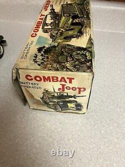 Nomura Toy Combat Jeep & Figures Battery Operated Vintage Tin Toy with Box Japan