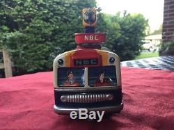 Old 1958 Cragstan Japan Tin Battery-Op RCA-NBC Mobile TV Truck withBOX