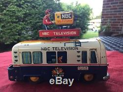 Old 1958 Cragstan Japan Tin Battery-Op RCA-NBC Mobile TV Truck withBOX