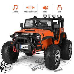 Orange Ride On Car Kids Truck 12V Electric Battery Remote Control MP3 LED Lights