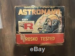 Original HTF RED Rosko Astronaut tin Robot Japan Battery Operated with Box! Nomura