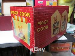 PIGGY COOK BATTERY OPERATED TIN TOY IN BOX EXC- NEAR MINT WORKS 1950's JAPAN