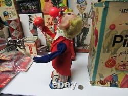 PINKY THE JUGGLING CLOWN BATTERY OPERATED IN BOX 1950s WORKS GREAT JAPAN