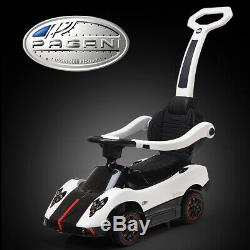 Pagani Licensed Electric Kids Ride On Push Car Toddler Handle Stroller Toy White
