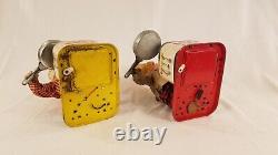 Pair 1950's Yonezawa Piggy Cook and Chef Cook Toy Display Parts Repair Lot