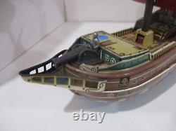 Pirate Ship Tin Toy Battery Operated Made In Japan Tested Works