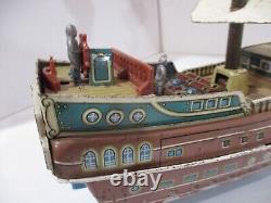 Pirate Ship Tin Toy Battery Operated Made In Japan Tested Works