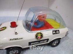 Police Car- Battery Operated Tested Works Mint In Box Made In Japan