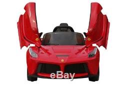 Power 12V Battery Ferrari Wheels Ride On Car Remote Control Music LED Screen Red