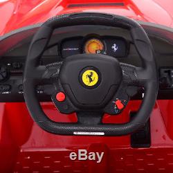 Power 12V Battery Ferrari Wheels Ride On Car Remote Control Music LED Screen Red