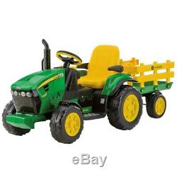 Powered Ride On Toy John Deere Tractor And Trailer Boys Motorized Vehicles Kids