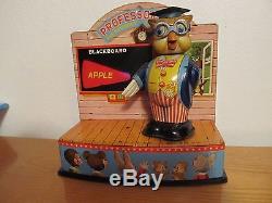 Professor Owl Battery Operated Tin Toy WORKING