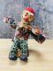 Rare 1950's Battery Operated Happy Fiddler Violin Clown Tin Litho Toy Alps