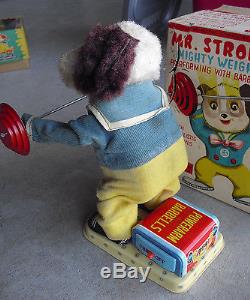 RARE 1950s Alps Cragstan Battery Operated Mr Strongpup Toy in Box