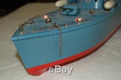 RARE 1950s Japanese Battery Operated Wood Navy Ship Destroyer 34 LONG