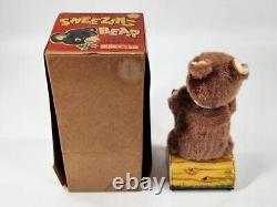 RARE 1950s Linemar Japan Battery Operated Kleenex Sneezing Bear Toy in Box