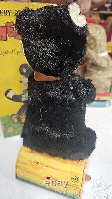 RARE 1950s Linemar Japan Battery Operated Kleenex Sneezing Bear Toy in Box