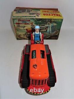 RARE 1950s The Mighty Bull Tractor Battery Operated Toy made in Japan by Nomura