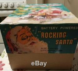 Rare Alp's 1950's Rocking Santa Battery Operated Tin Toy