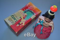 RARE! Antique Red China Battery Operated Tin Toy Lady Carrying Jug with box