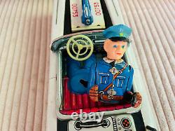 RARE Old Vtg Nomura Toy TURN-O-MATIC GUN PATROL Police Tin Battery Operated Car