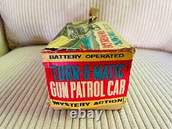 RARE Old Vtg Nomura Toy TURN-O-MATIC GUN PATROL Police Tin Battery Operated Car