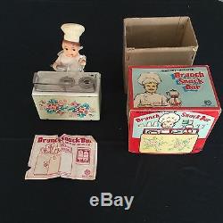 Rare Vintage Battery Operated Brunch Snack Bar Tin Litho Farm Bar Toy Japan Box