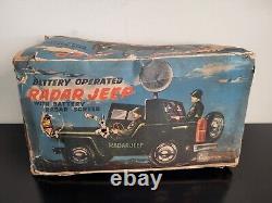 RARE Vintage Tin Toy USA Army Radar Jeep Cragstan Japan Battery Operated Toy