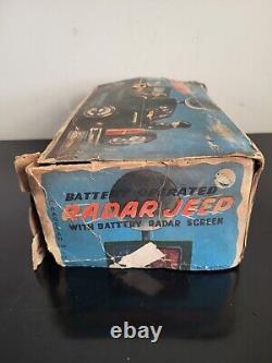 RARE Vintage Tin Toy USA Army Radar Jeep Cragstan Japan Battery Operated Toy