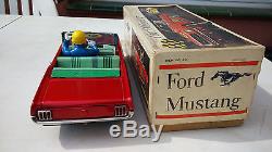 RARE Yonezawa Y 60's Ford Mustang Rally Car Japan Tin Car toy Battery Operated