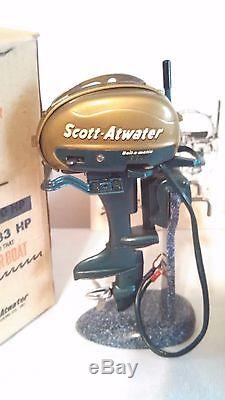 Rare 1956 Scott Atwater Motor Toy, Original Box, Stand And Instructions