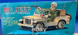 Rare 1960's Daiya Battery Op. Tin M. P. Jeep with Box Tested Works