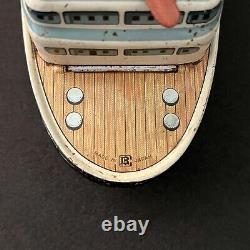 Rare 50´s Japan Bandai Boat Ss Silver Mariner B-581 Tin Toy Battery Operated