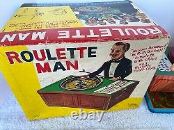 Rare Vintage 1950s Roulette Man Japan Working Tin Toy Original Box-Hard To Find