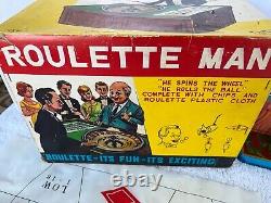 Rare Vintage 1950s Roulette Man Japan Working Tin Toy Original Box-Hard To Find