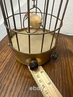 Rare Vintage Brass Japanese Singing Bird Cage Battery Operated Works