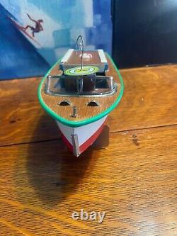 Rare Vintage Mystery Non-Stop Motorized Wood Model Boat in Box