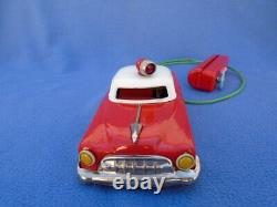 Rare Vtg 1954 Chevy Linemar Marx Fire Chief Battery Op Toy Car Near Mint Works
