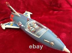 Rare Yonezawa XM-12 Moon Rocket Space Toy Mid Century Battery Operated (WORKING)