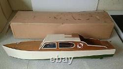 Retro Boxed 1960s Pond Boat / Sailing Cruiser- Wooden / Plastic Battery Opera