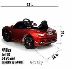 Ride On Car 12V Battery Powered Maserati Remote Control MP3 Music Open Doors Red