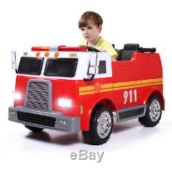 Ride On Car Kids Fire Truck Electric 12V Battery Powered 2 Seat Red Toy Vehicle