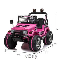 Ride On Car Kids Jeep 12V Electric Battery Remote Control MP3 LED Light Pink