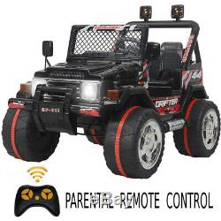 Ride On Car Kids Jeep 12V Electric Battery Remote Control Music LED Light BLACK