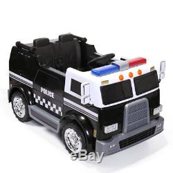 Ride On Car Kids Police Truck Electric 12V Battery Powered 2 Seat Toy Vehicle