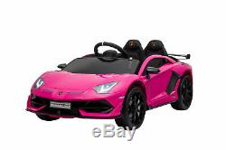 Ride On Car Lamborghini 12V Electric Toy For Kids Remote Control MP3 Lights Pink