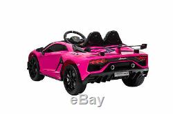 Ride On Car Lamborghini 12V Electric Toy For Kids Remote Control MP3 Lights Pink