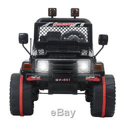 Ride On Cars Black Jeep 12V Electric Kids Toys WithRC 3 Speeds Music LED Lights