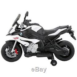 Ride On Motorcycle Licensed BMW 12V Battery Powered Toy Training Wheel White